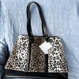 Glenda Geis Baby Eloise. Snow Leopard. Black leather